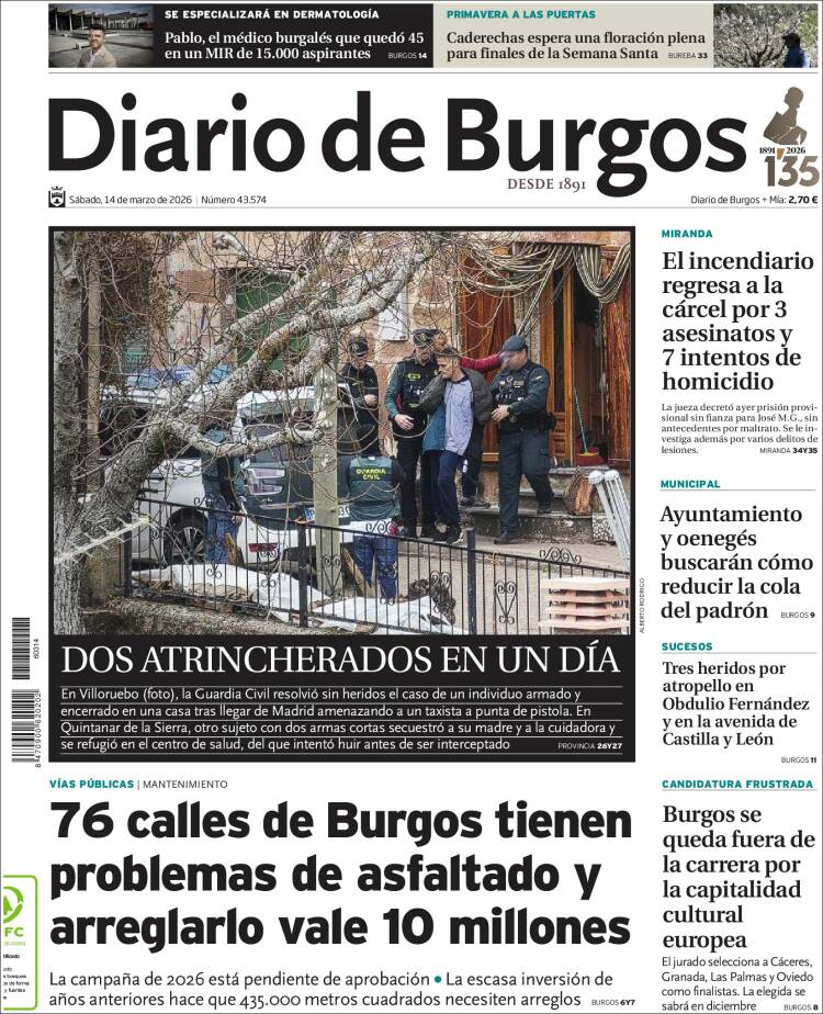 Portada de Diario de Burgos (Espa&ntilde;a)