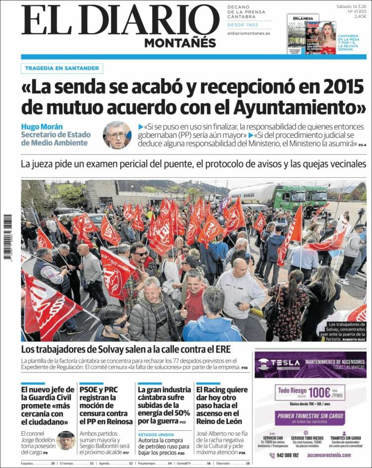 Portada de El Diario Montañés (Espa&ntilde;a)