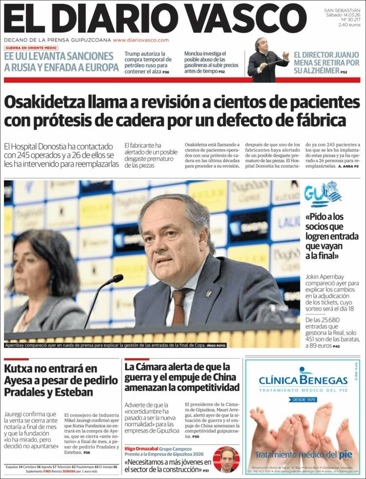 Portada de Diario Vasco (Espa&ntilde;a)