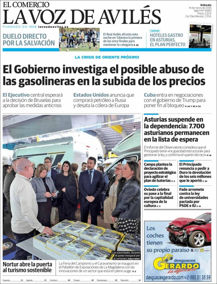 Portada de El Comercio - Avilés (Espa&ntilde;a)