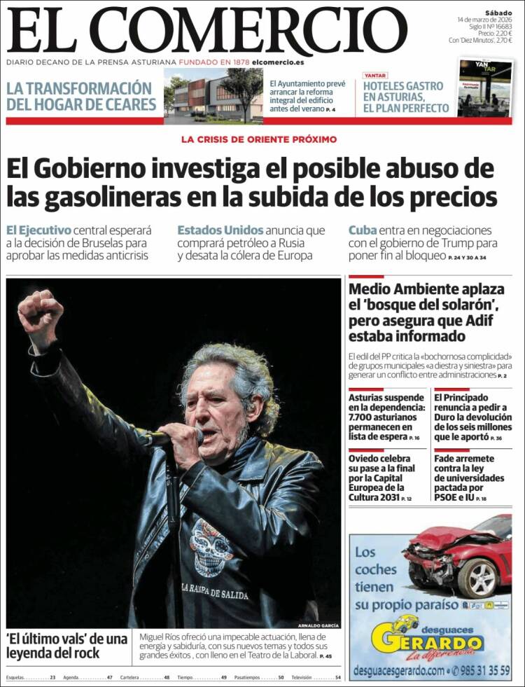Portada de El Comercio - Gijón (Espa&ntilde;a)