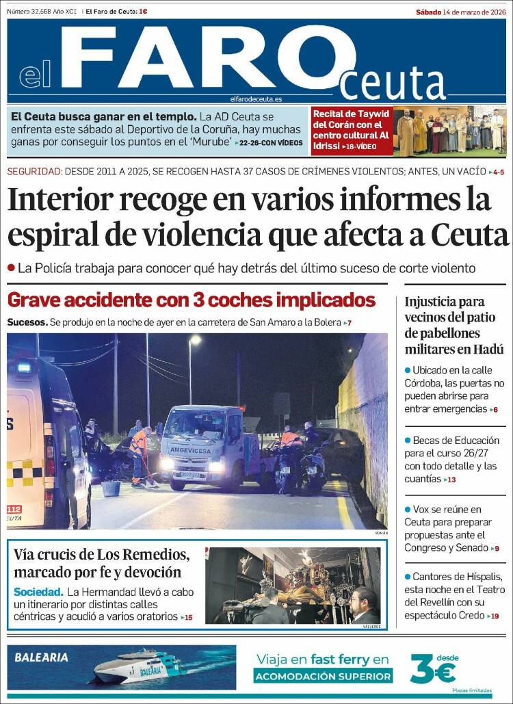 Portada de El Faro de Ceuta (Espa&ntilde;a)