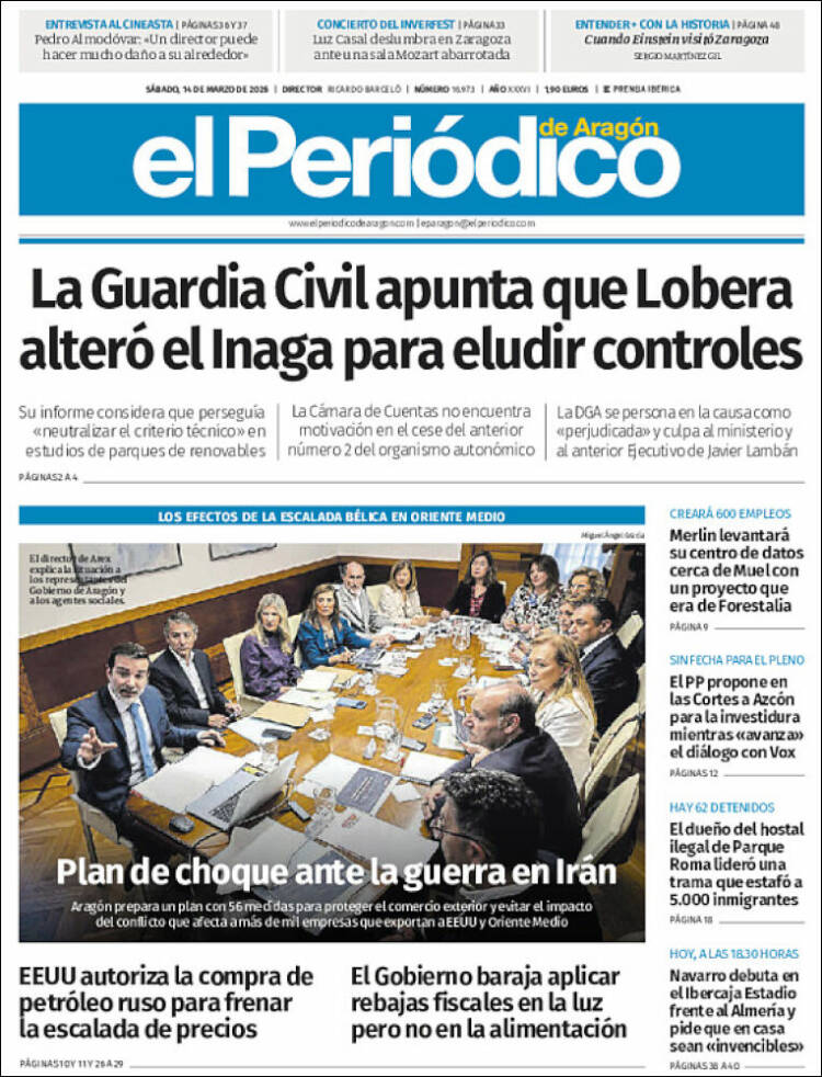 Portada de El Periódico de Aragón (Espa&ntilde;a)