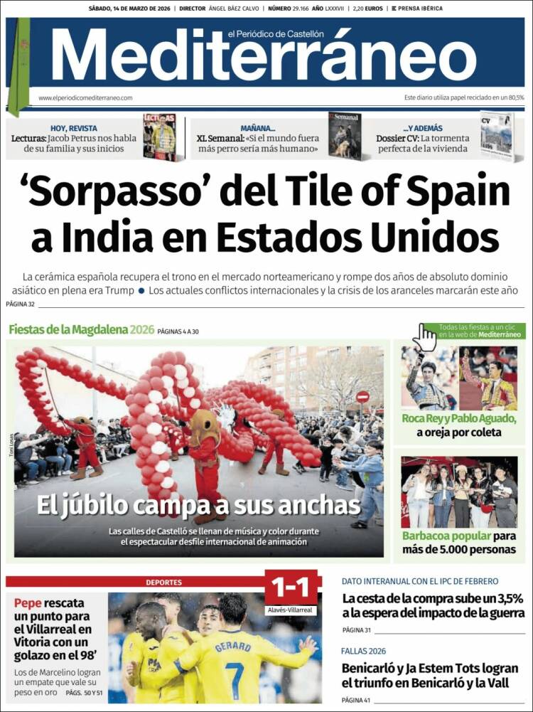 Portada de El Periódico Mediterraneo (Espa&ntilde;a)
