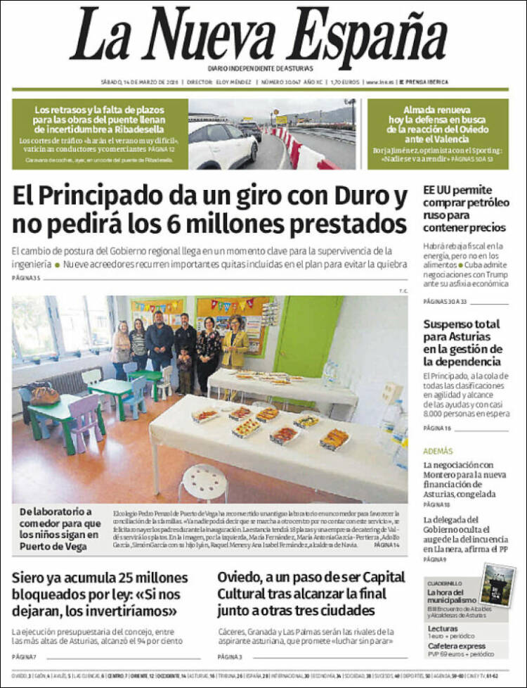 Portada de La Nueva España (Espa&ntilde;a)