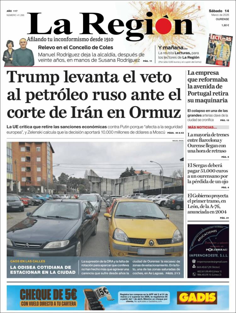Portada de La Región de Ourense (Espa&ntilde;a)