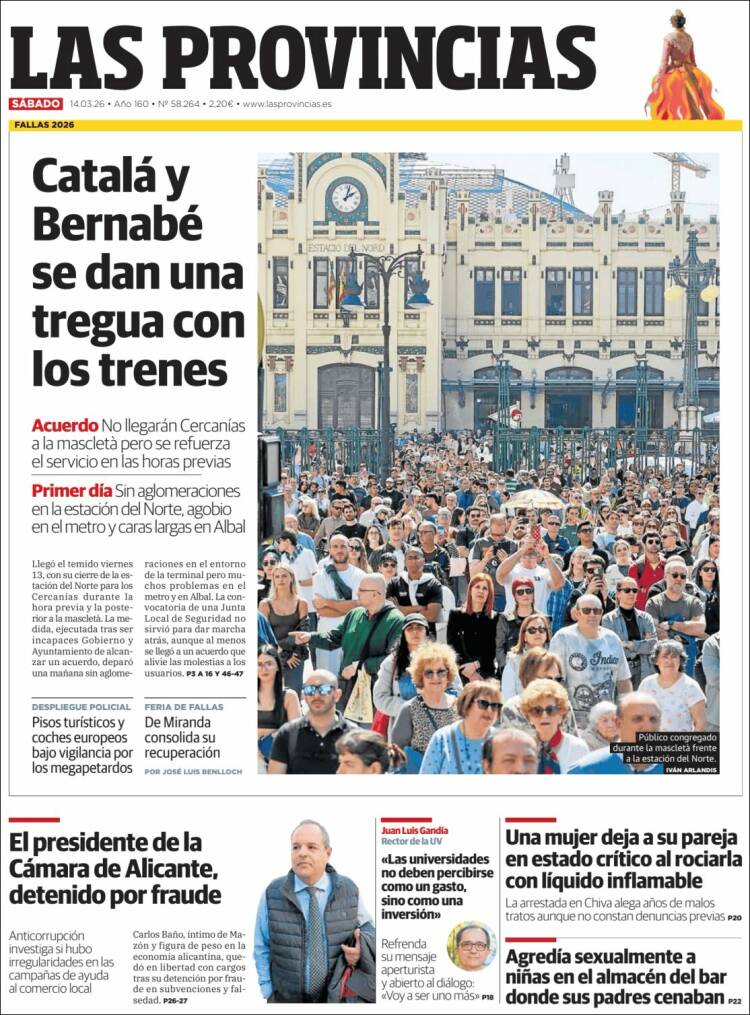 Portada de Las Provincias (Espa&ntilde;a)