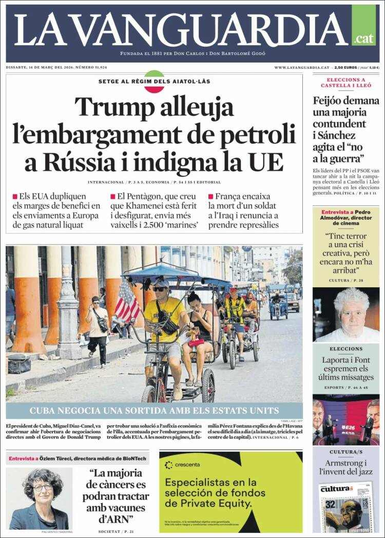 Portada de La Vanguardia (Espa&ntilde;a)