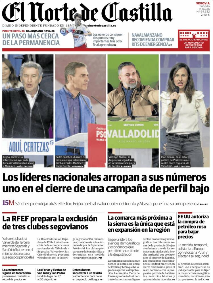 Portada de Norte de Castilla - Segovia (Espa&ntilde;a)