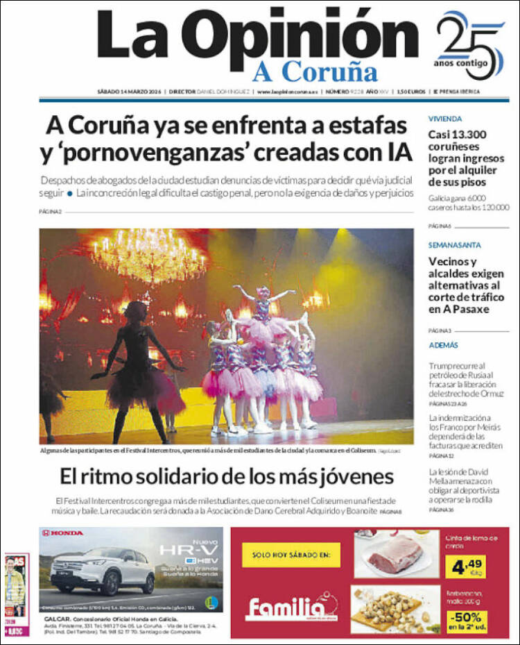 Portada de La Opinión de A Coruña (Espa&ntilde;a)