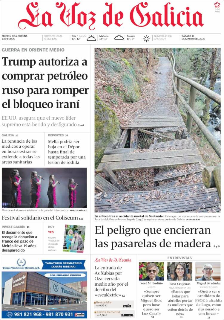 Portada de La Voz de Galicia (Espa&ntilde;a)