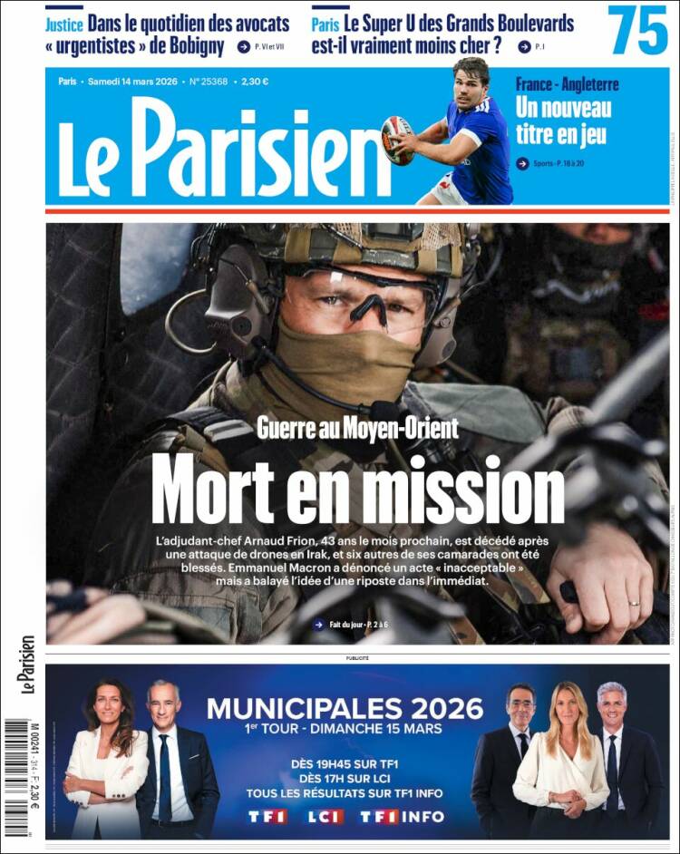 Portada de Le Parisien (Francia)