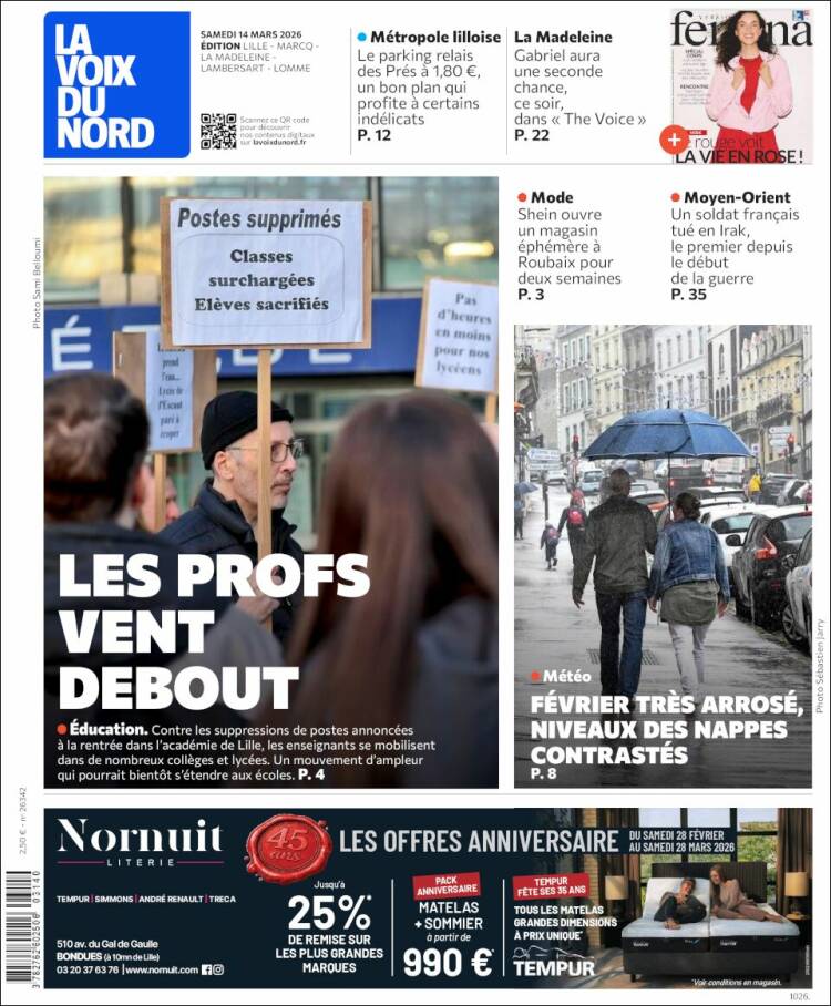 Portada de La Voix du Nord (Francia)