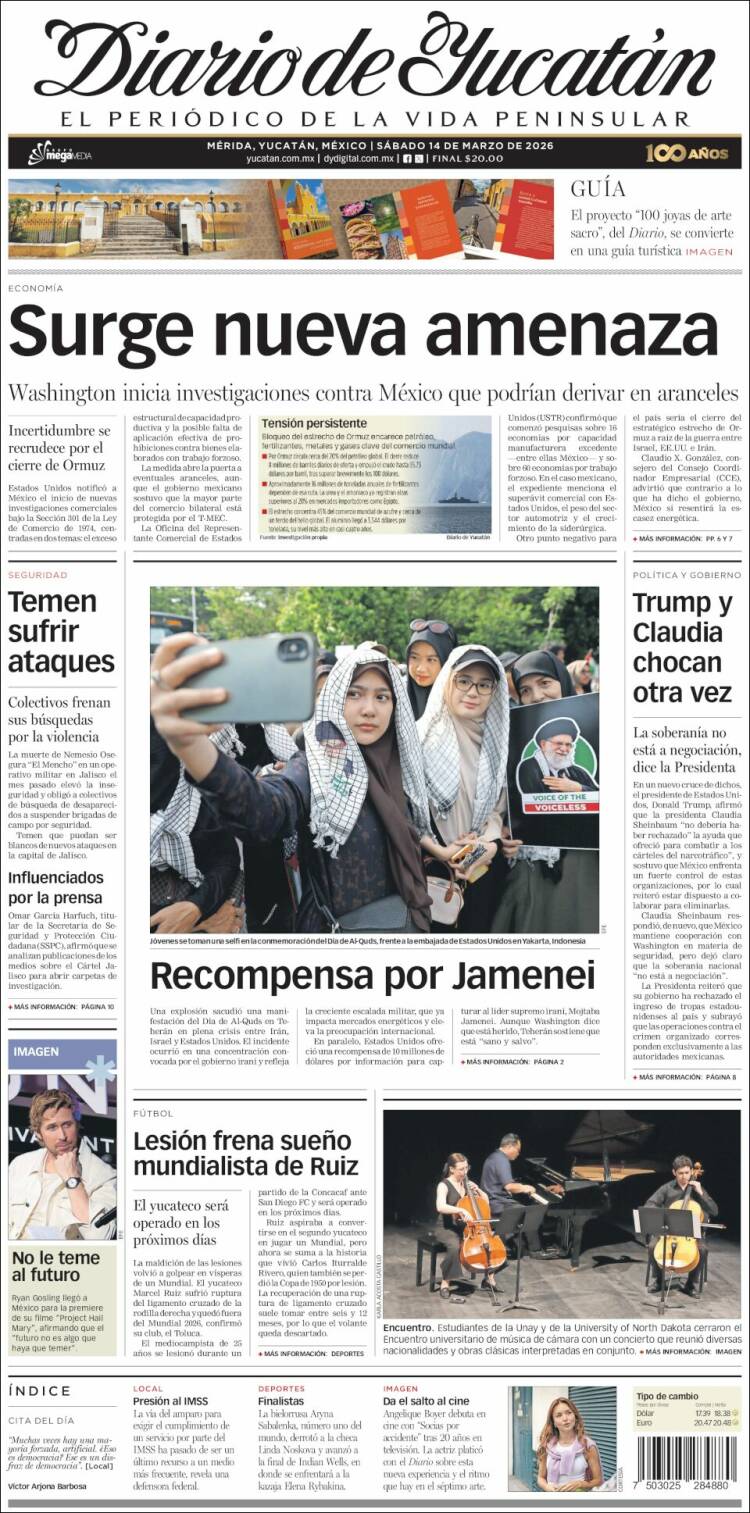 Portada de Diario de Yucatán (M&eacute;xico)