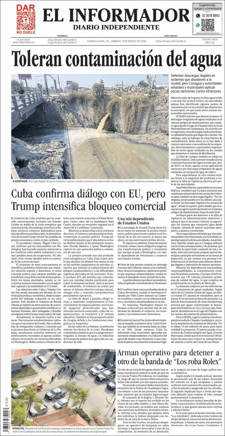 Portada de El Informador (M&eacute;xico)