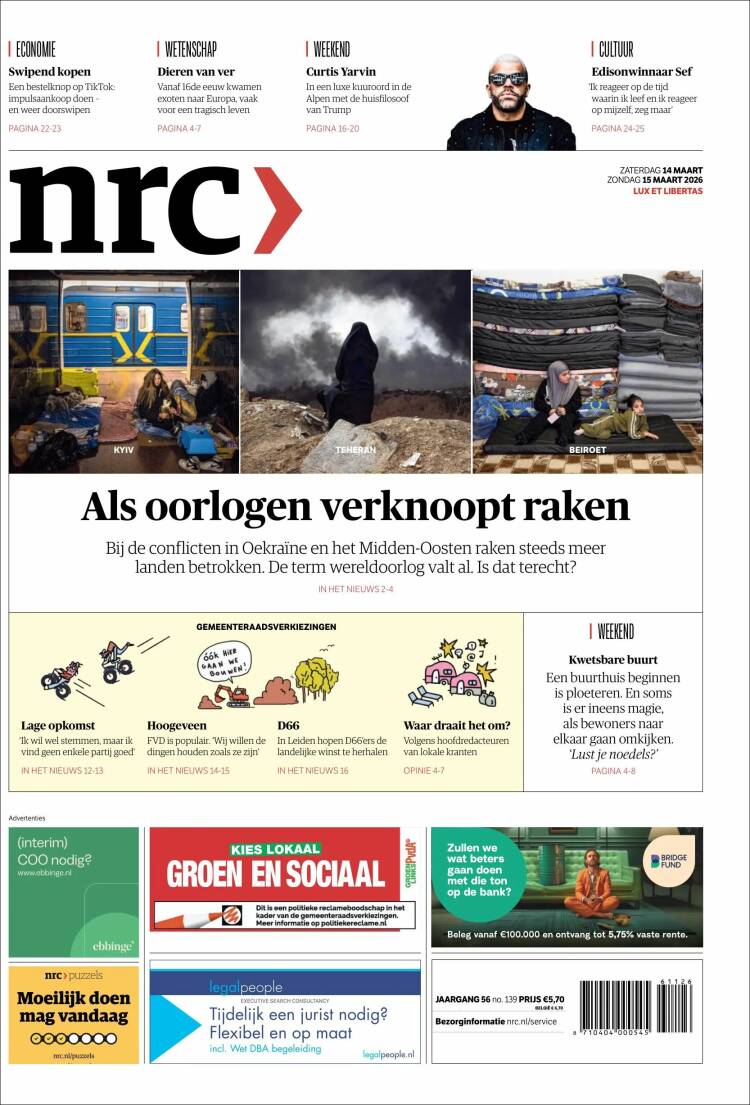 Portada de NRC Handelsblad (Pa&iacute;ses Bajos)