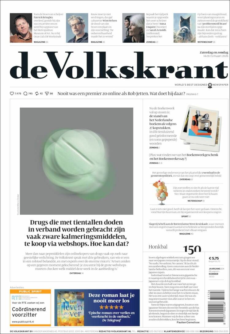 Portada de De Volkskrant (Pa&iacute;ses Bajos)