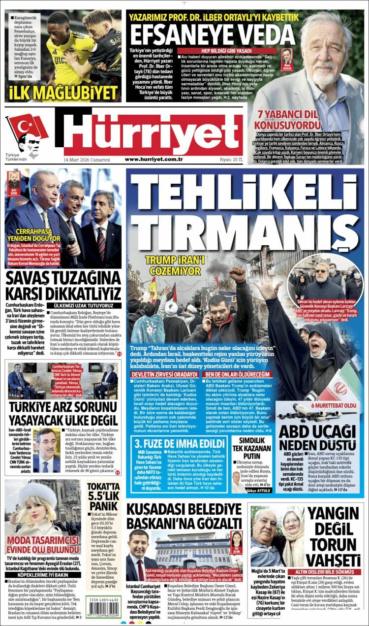 Portada de Hürriyet (Turqu&iacute;a)