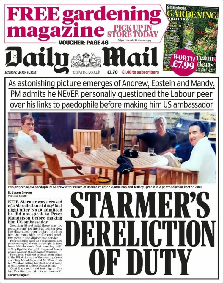 Portada de Daily Mail (Reino Unido)