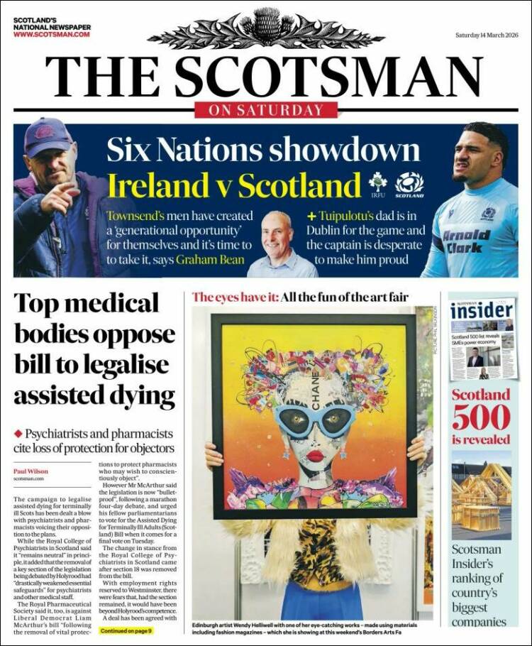 Portada de The Scotsman (Reino Unido)