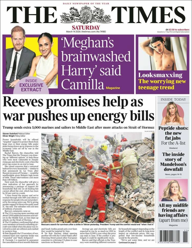 Portada de The Times (Reino Unido)