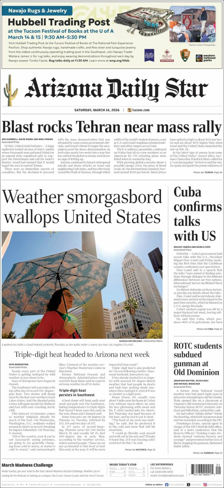 Portada de Arizona Daily Star (USA)