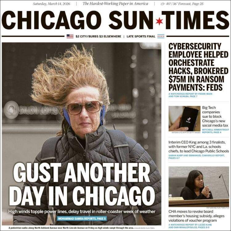 Portada de Chicago Sun-Times (USA)
