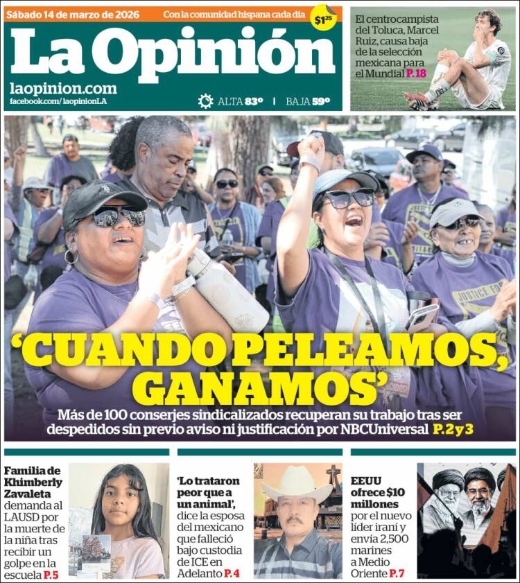 Portada de La Opinión (USA)