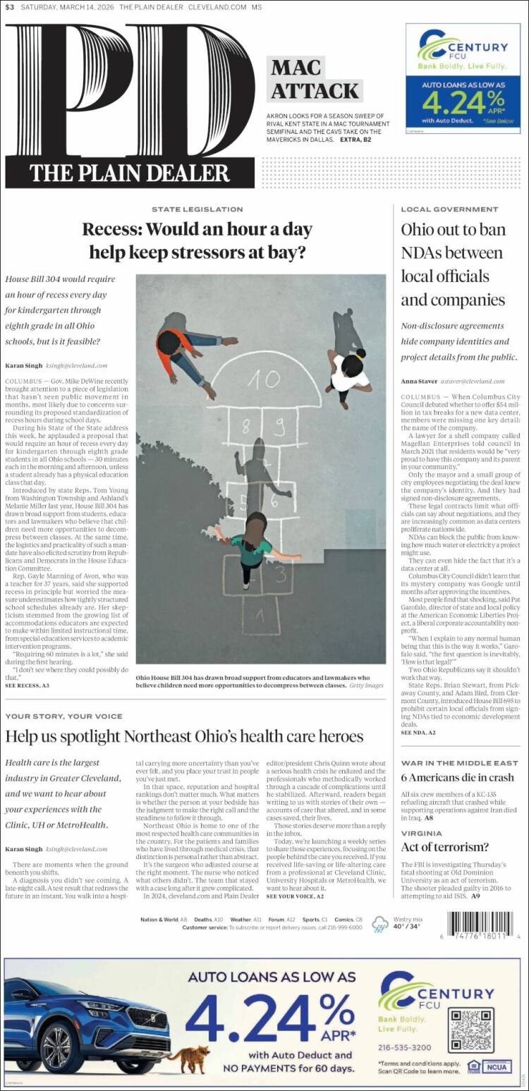 Portada de The Plain Dealer (USA)