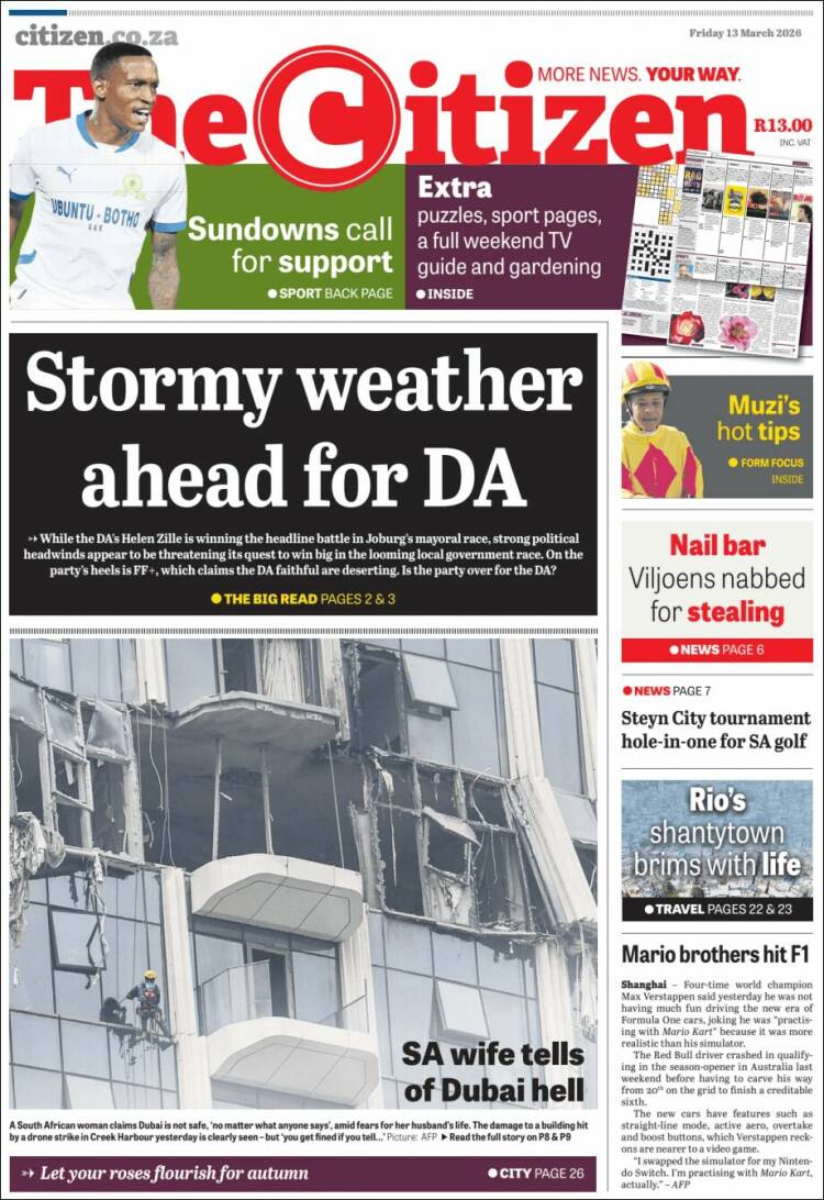 Portada de The Citizen (Sud&aacute;frica)