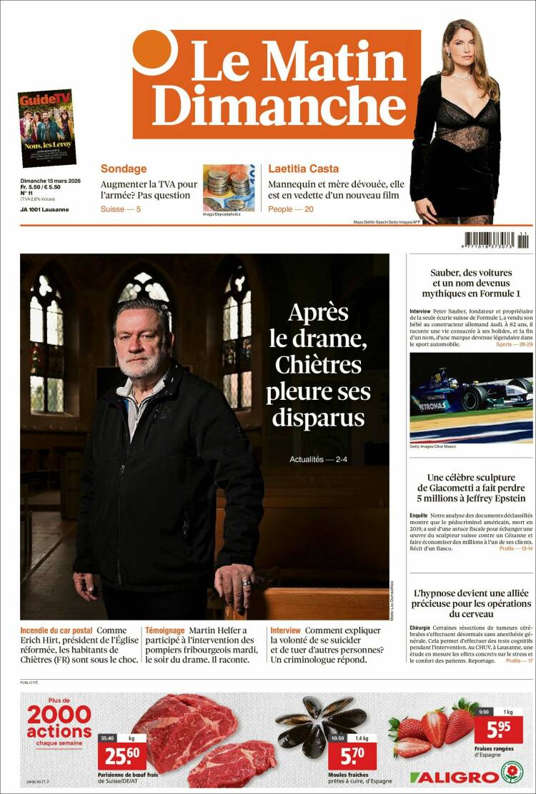 Portada de Le Matin (Suiza)
