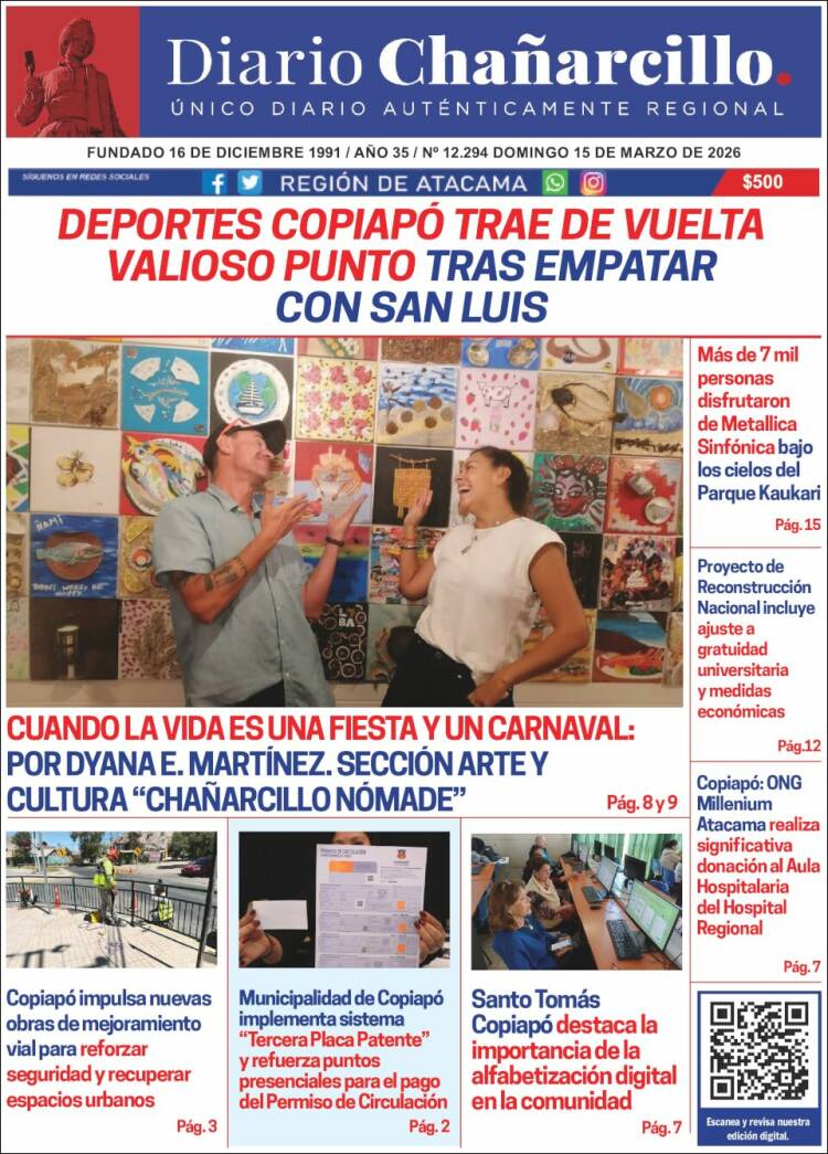 Portada de Diario Chañarcillo (Chile)