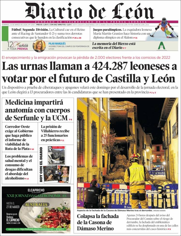 Portada de Diario de León (Espa&ntilde;a)