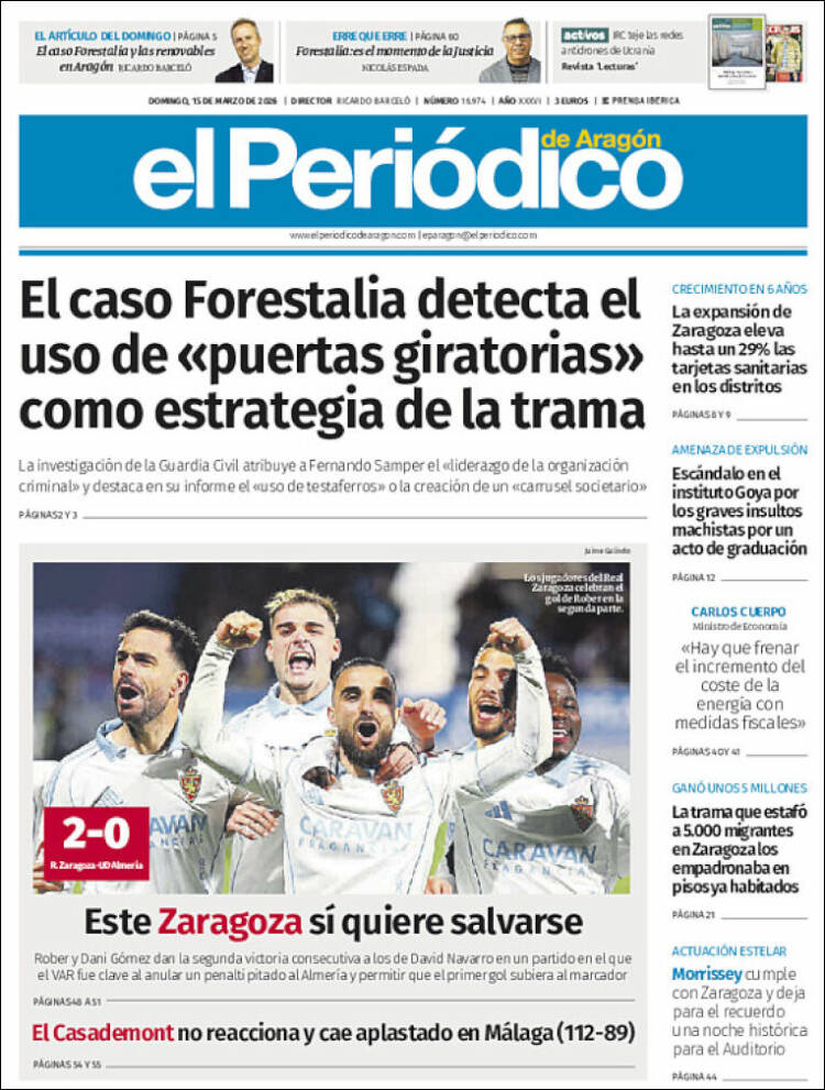 Portada de El Periódico de Aragón (Espa&ntilde;a)