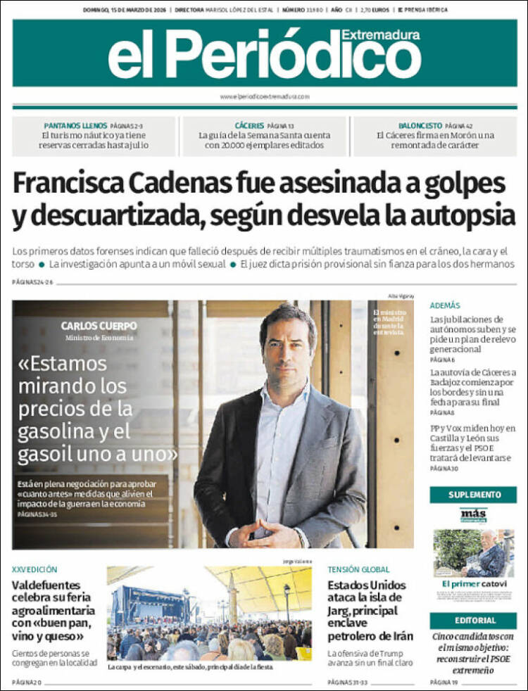 Portada de El Periódico de Extremadura (Espa&ntilde;a)