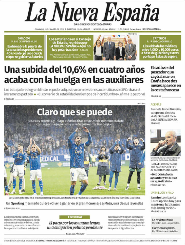 Portada de La Nueva España (Espa&ntilde;a)