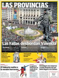 Portada de Las Provincias (Espa&ntilde;a)