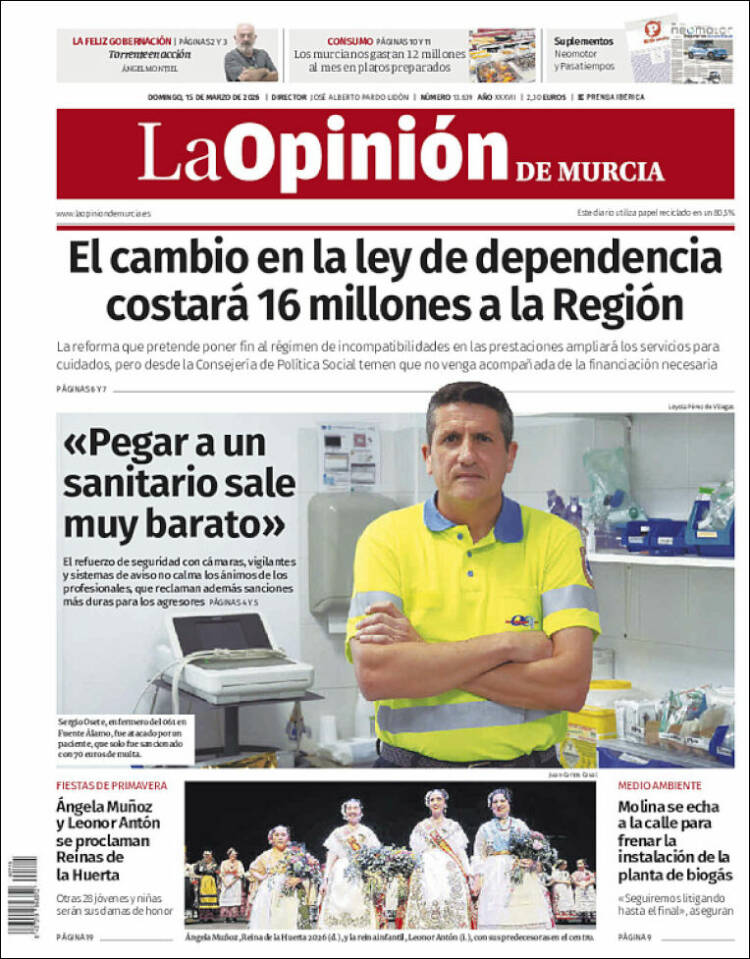 Portada de La Opinión de Murcia (Espa&ntilde;a)