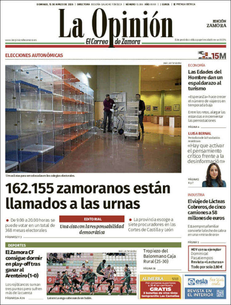 Portada de La Opinión - El Correo de Zamora (Espa&ntilde;a)