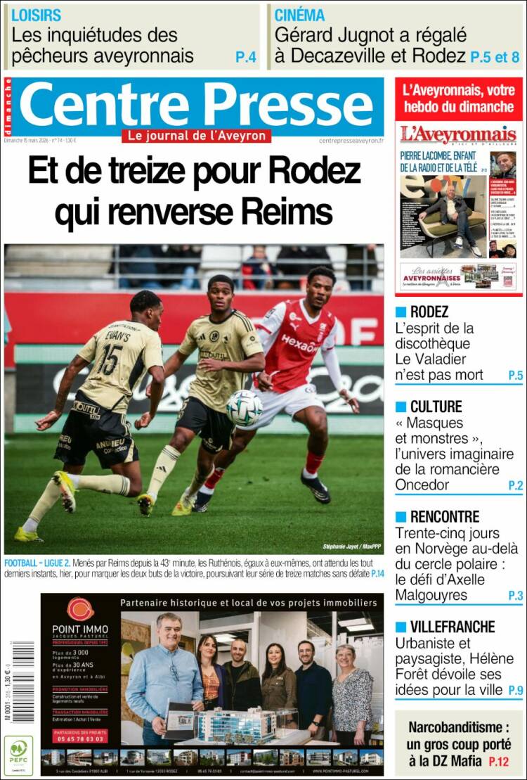 Portada de Centre Presse (Francia)