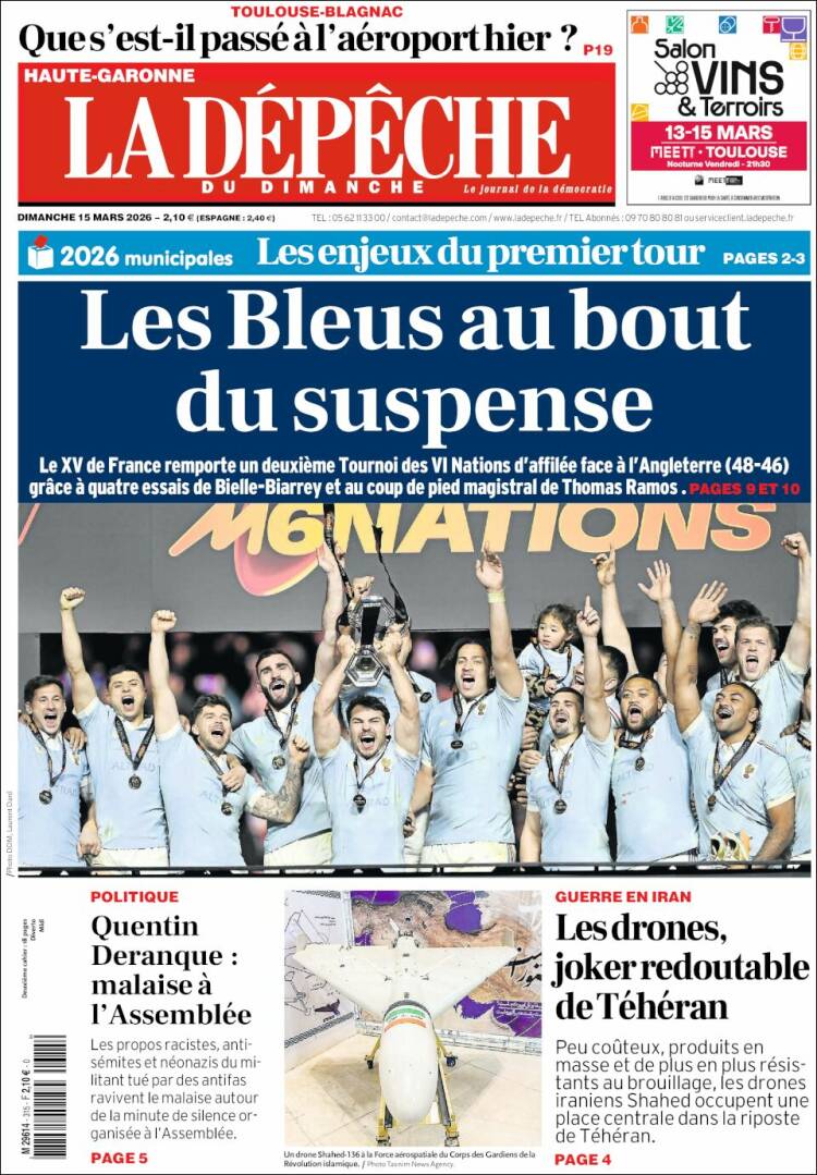 Portada de La Dépêche du Midi (Francia)