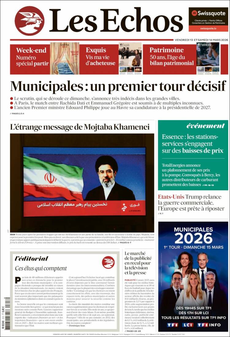 Portada de Les Echos (Francia)