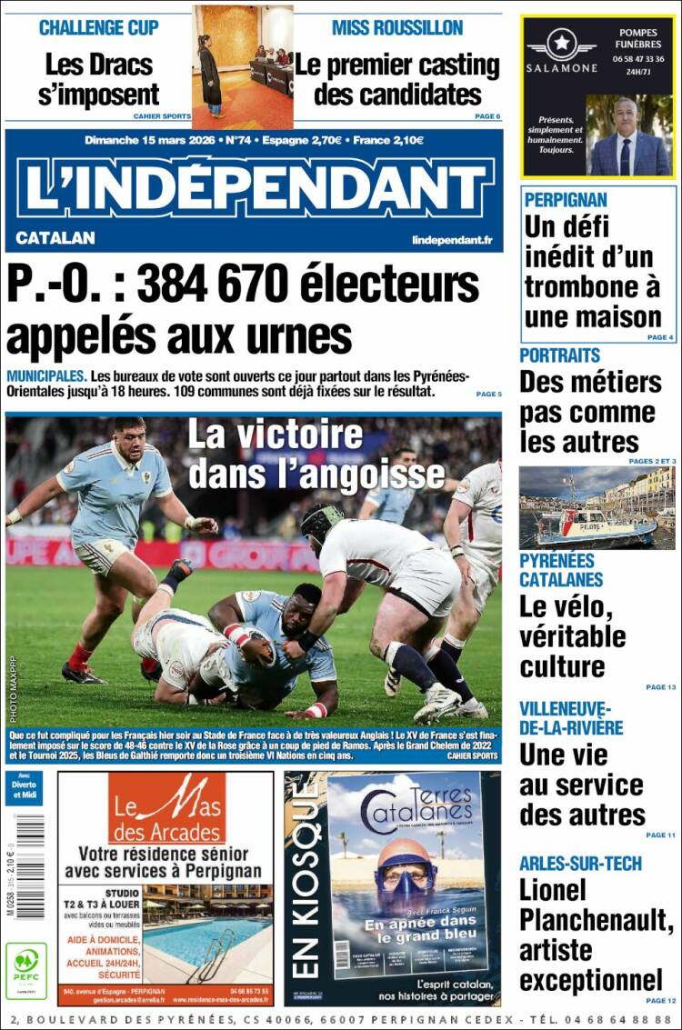 Portada de Le Indépendant (Francia)