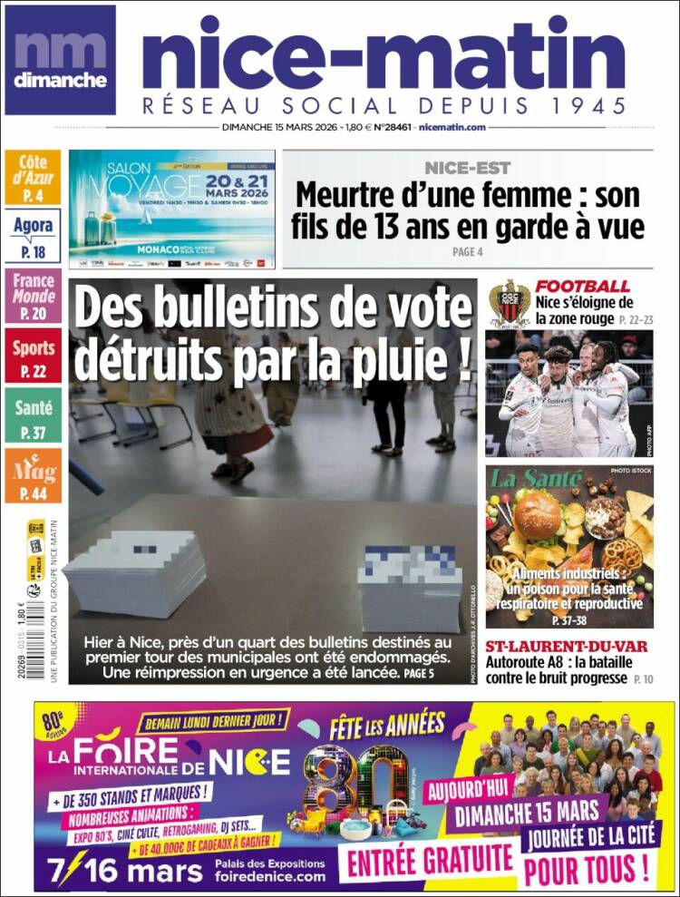 Portada de Nice-Matin (Francia)
