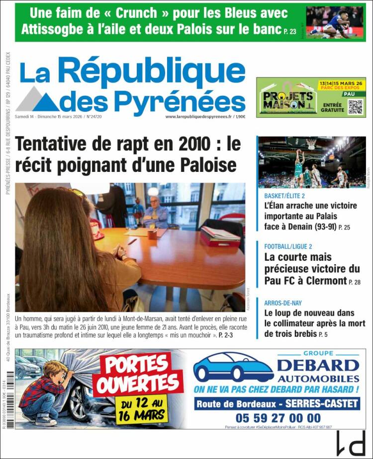 Portada de La République des Pyrénées (Francia)