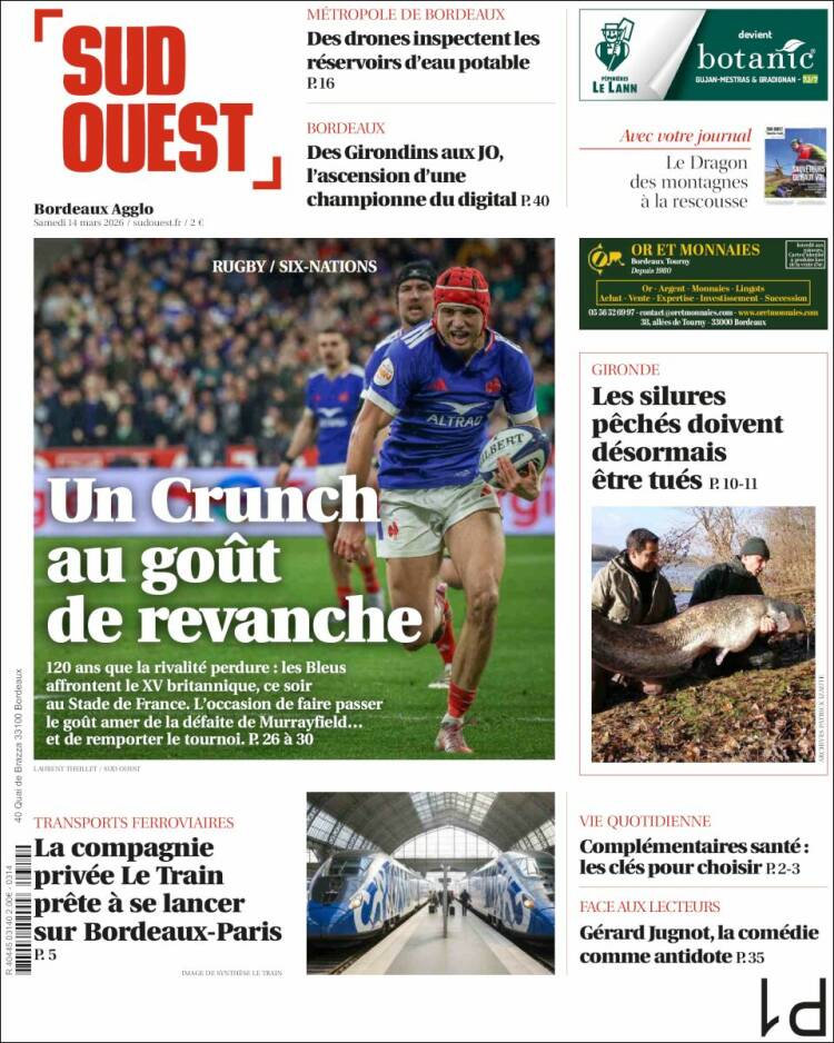Portada de Sud Ouest (Francia)