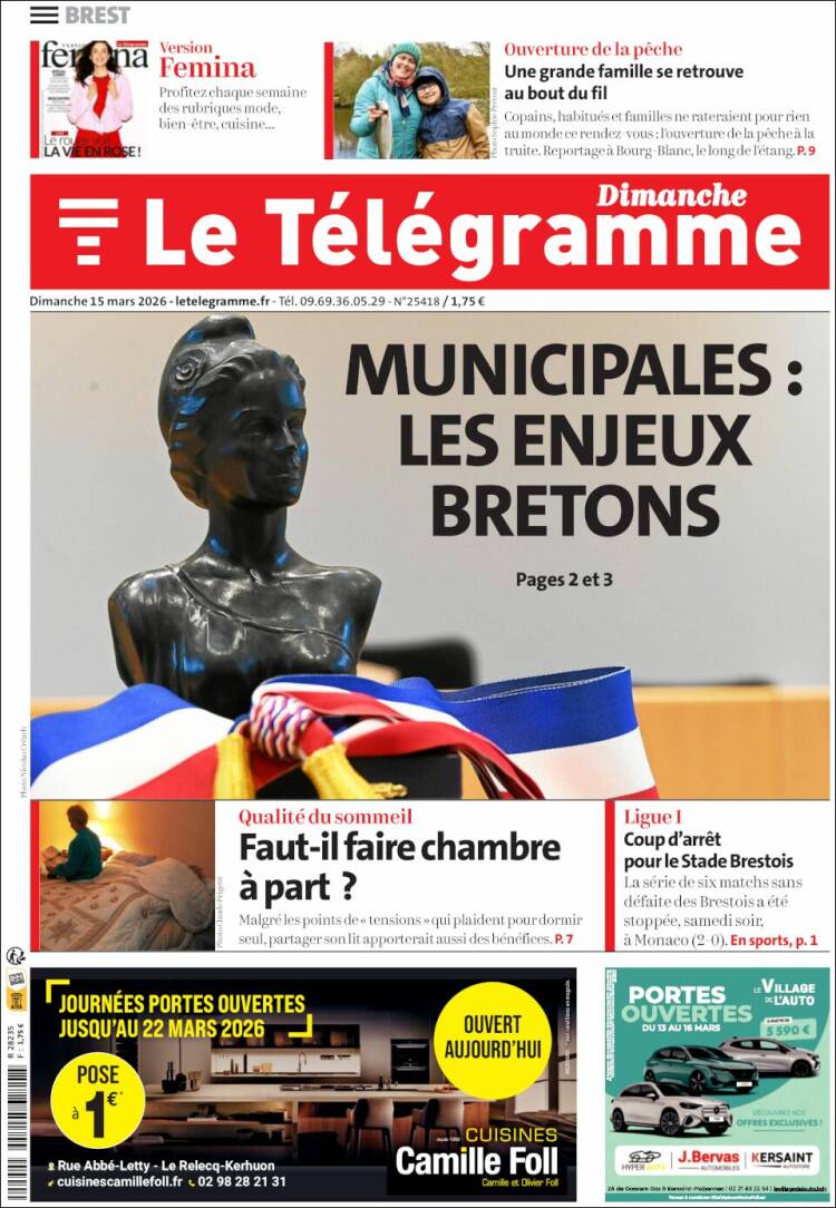 Portada de Télégramme (Francia)