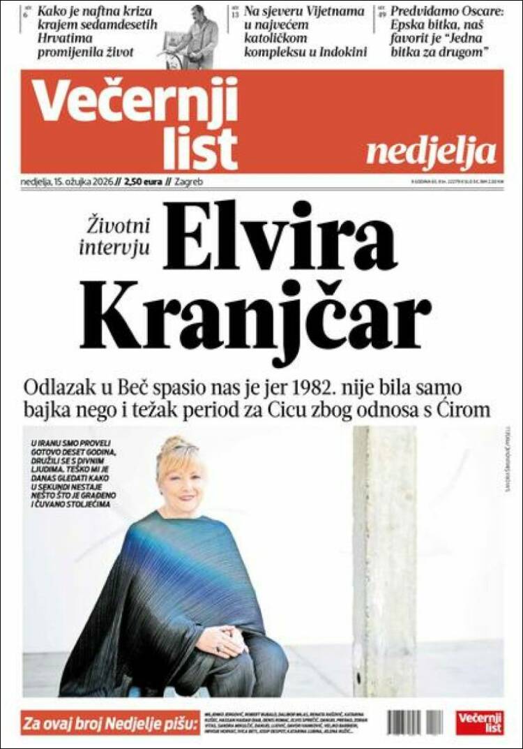 Portada de Večernji (Croacia)