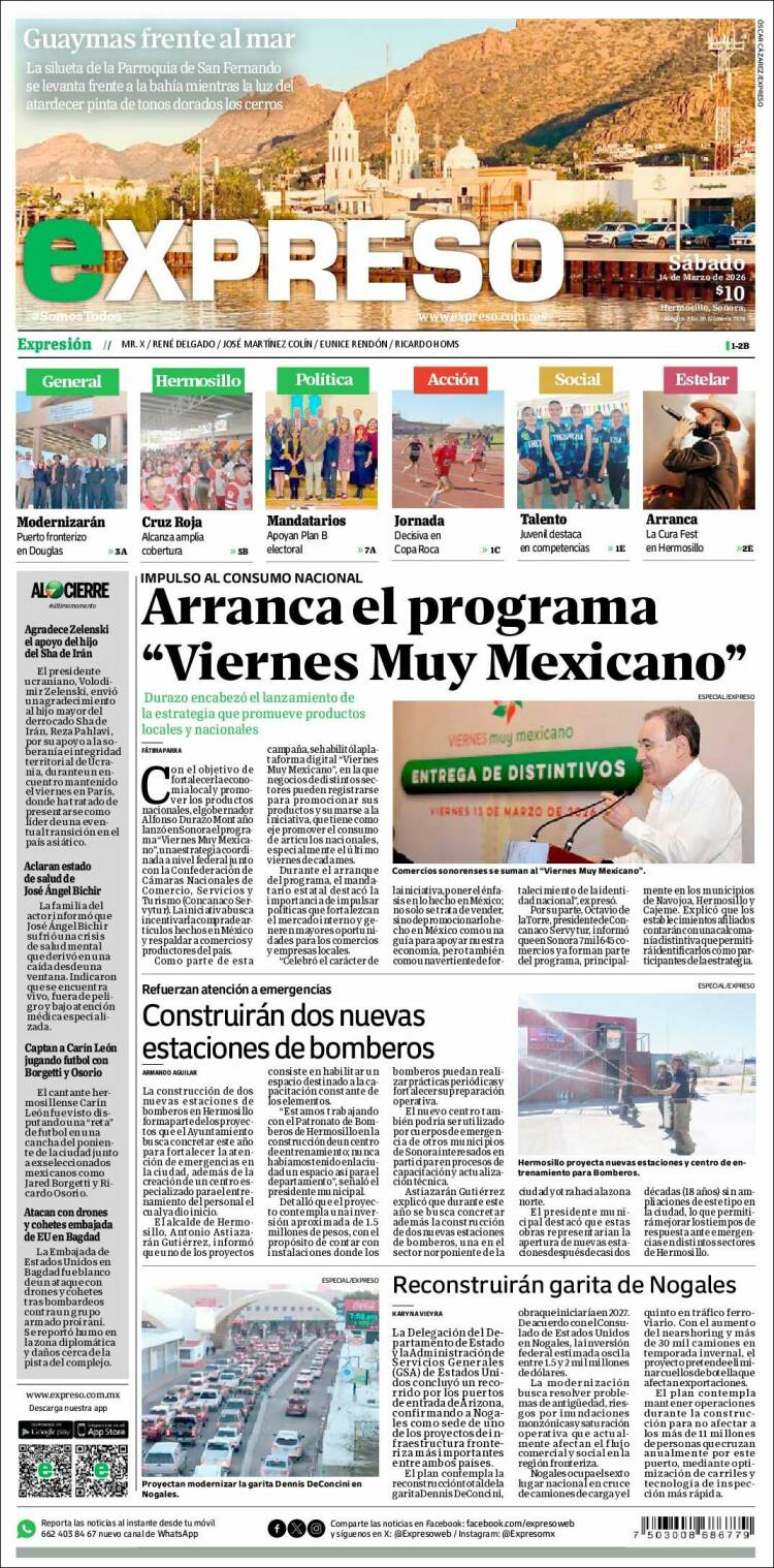 Portada de Expreso (M&eacute;xico)