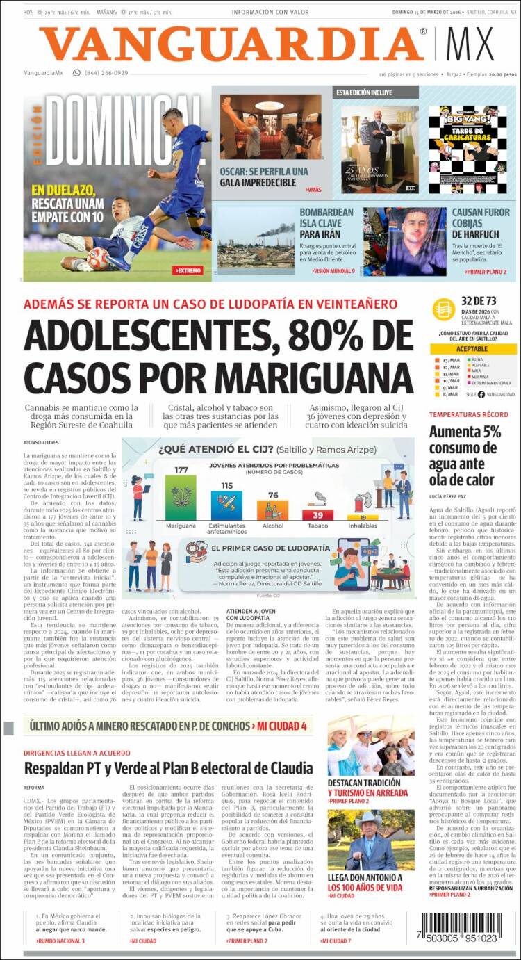 Portada de Vanguardia (M&eacute;xico)